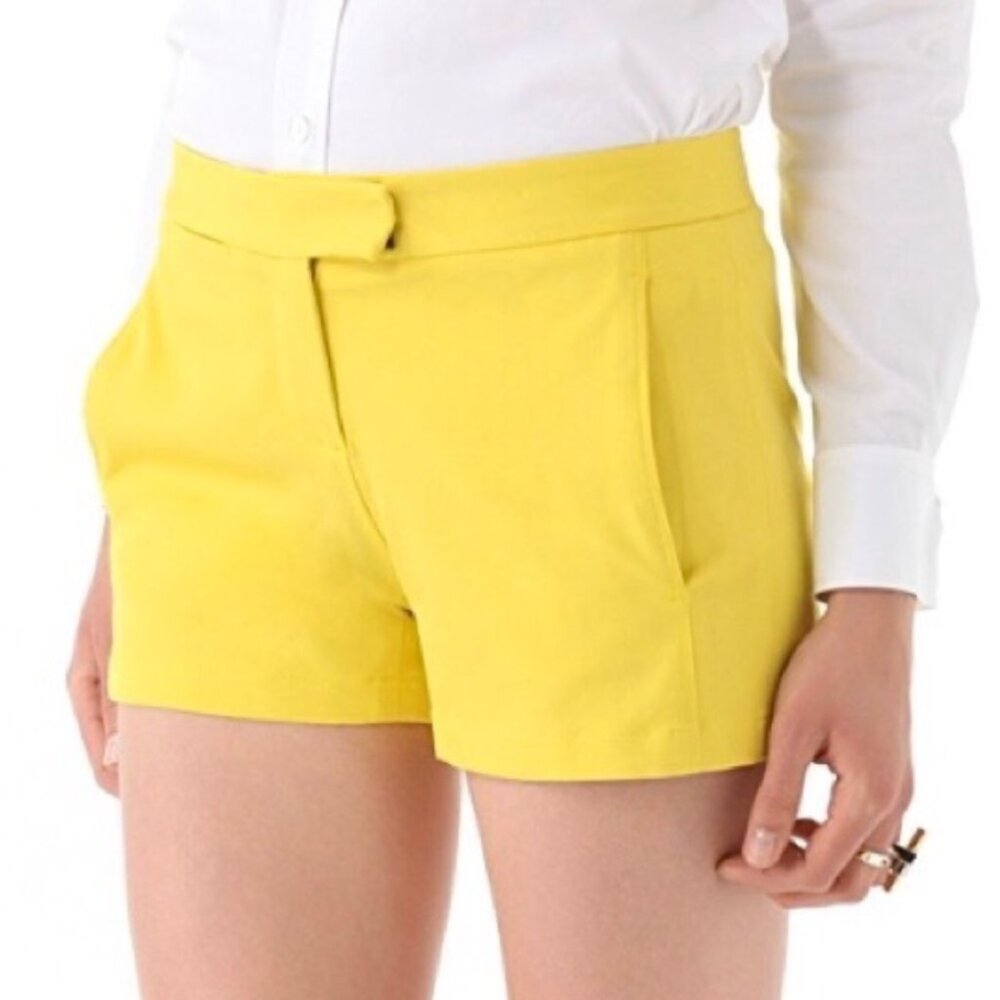 Theory Lemon Yellow Flat Front Shorts Size 8